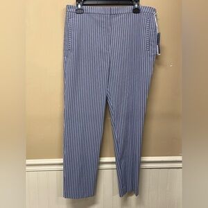 Worthington Gray White Striped Slim Leg Ankle Dress Pants Size 12 NWT